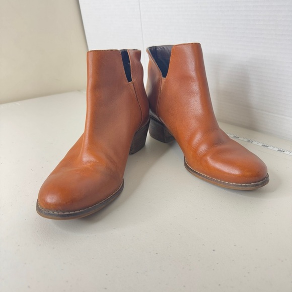 Cole Haan Cognac Leather Ankle Boots Block Heel, Chelsea Style Size 8 - Picture 3 of 13